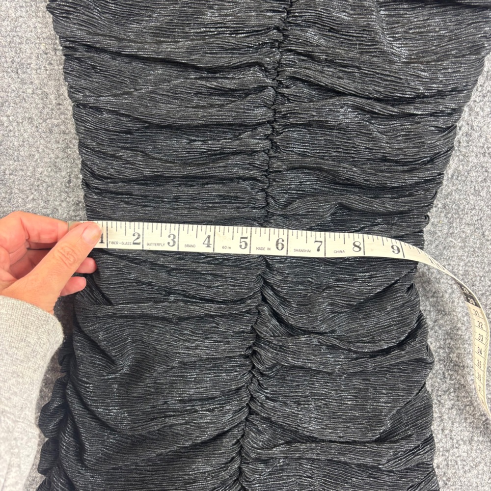 FREDRICKS OF HOLLYWOOD Women’s Black Sparkle Ruched Bodycon Halter Mini Dress XS - Picture 4 of 7